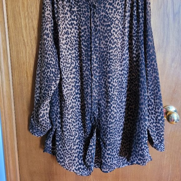 H&M Sheer Leopard Print Button Up Blouse 14 - Picture 3 of 5